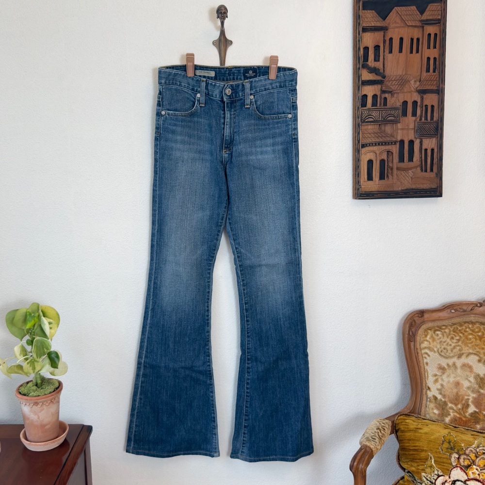 AG Adriano Goldschmied Farrah High Rise Flare Jeans Size 28R Blue Made in USA